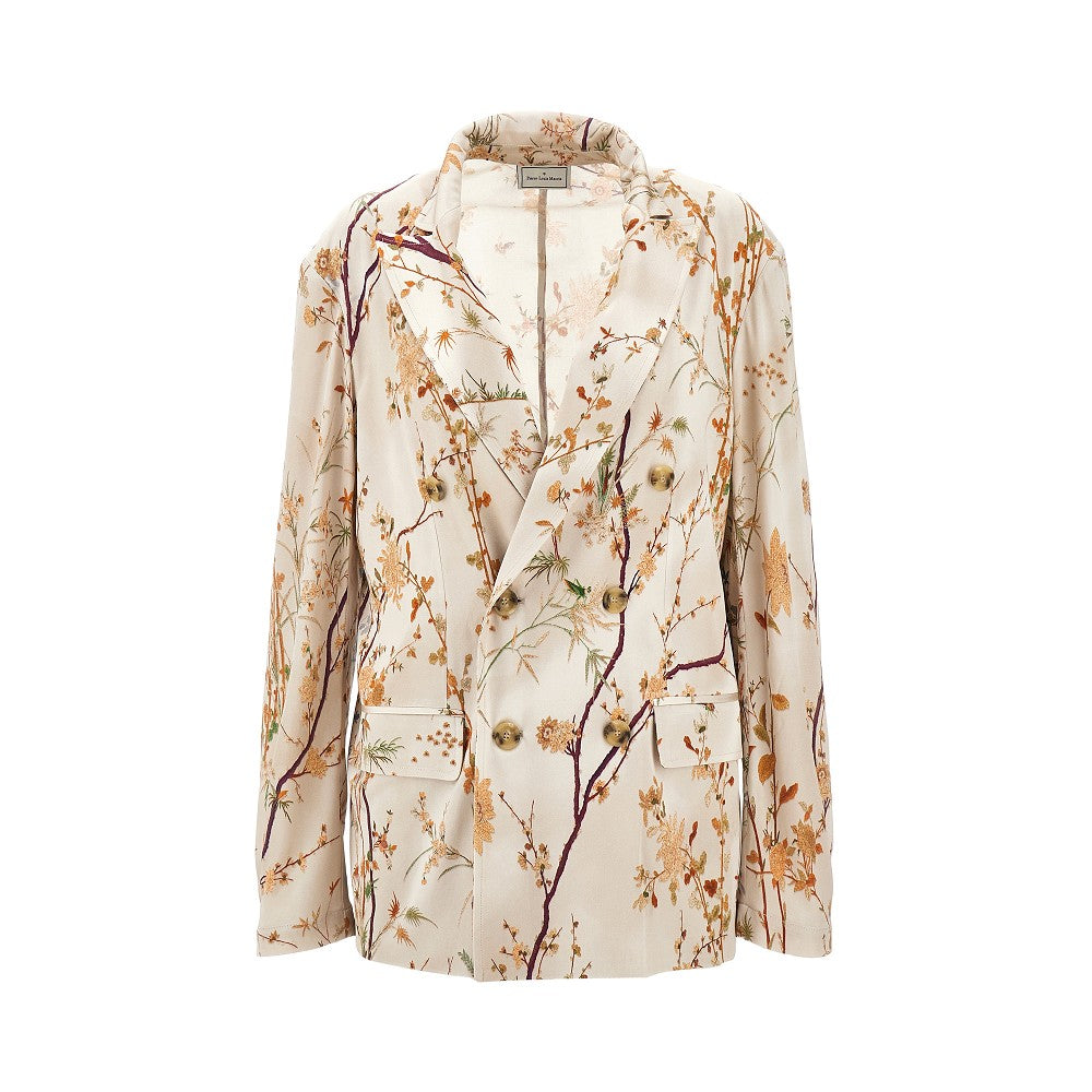 Floral print silk jersey jacket