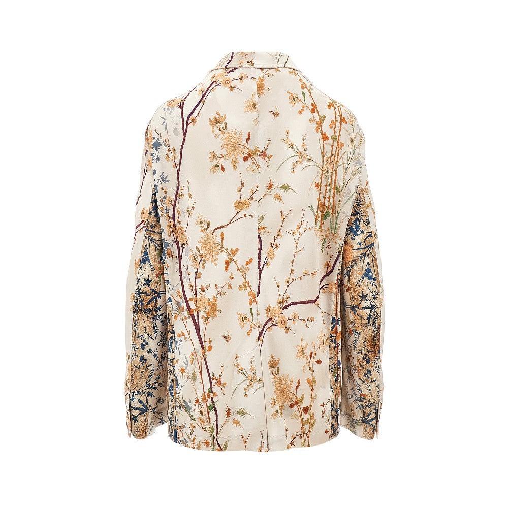Floral print silk jersey jacket