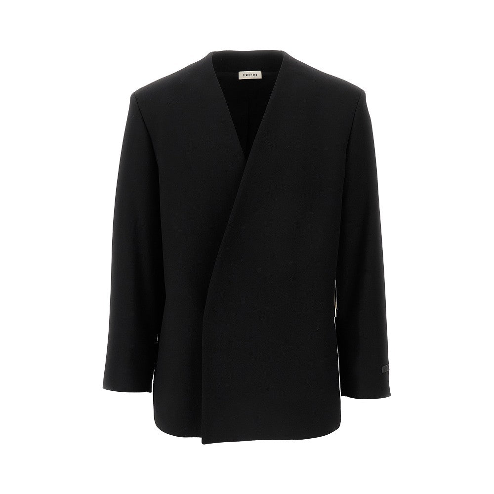 Blazer 'Lapelless' in gabardine