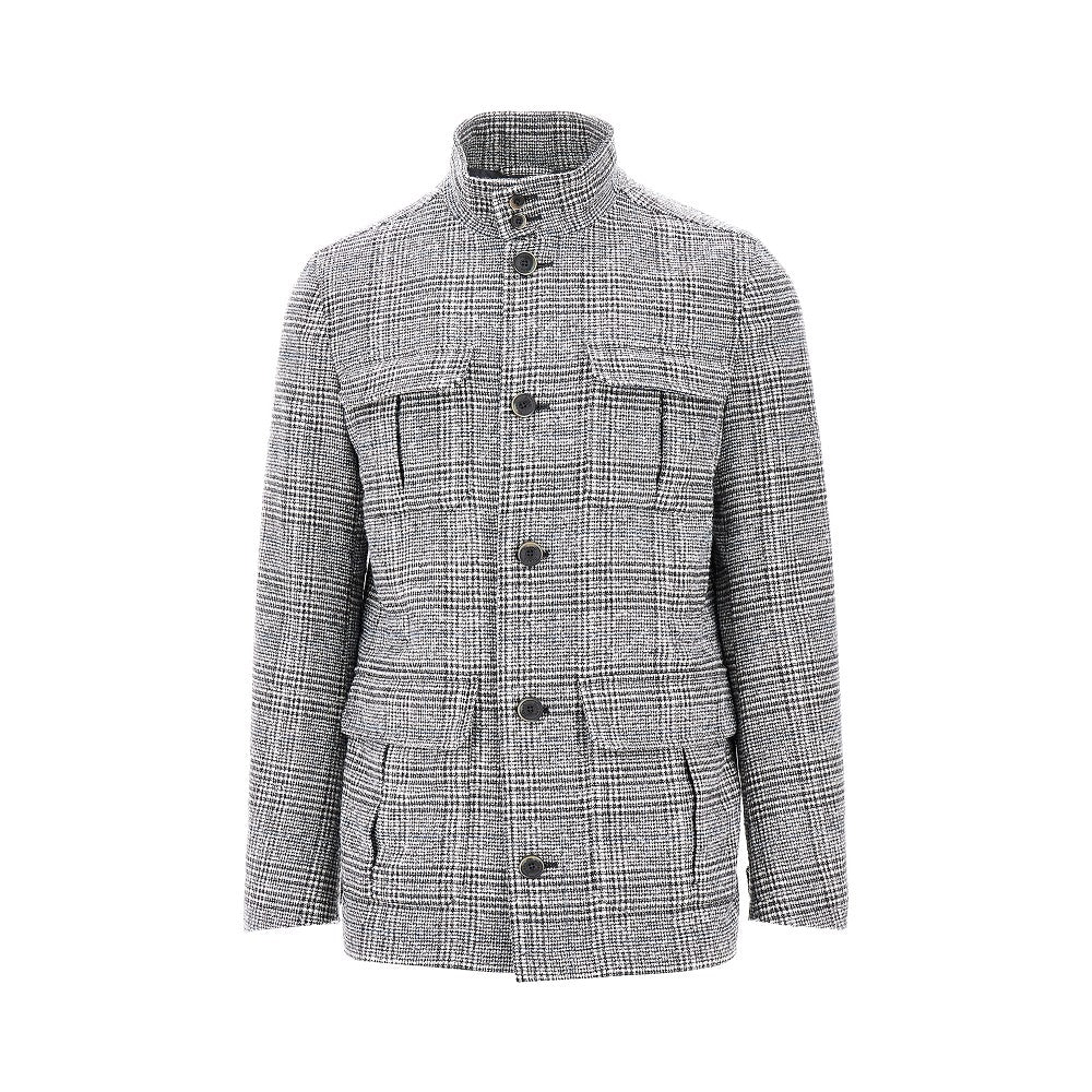 Prince of Wales wool-blend field jacket