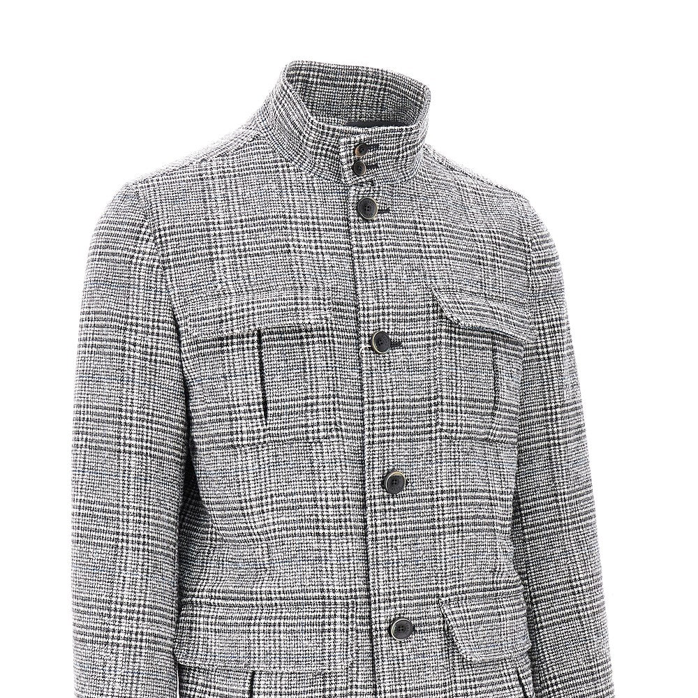 Prince of Wales wool-blend field jacket
