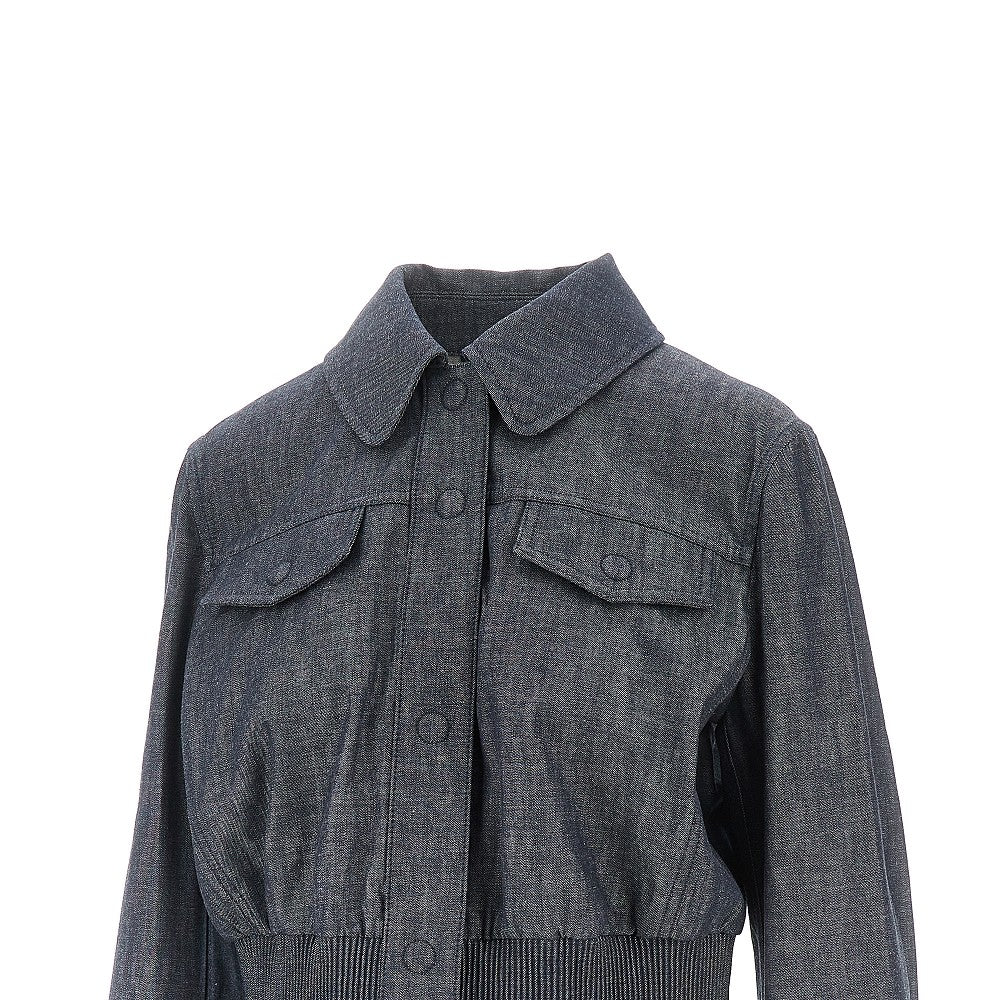 Chambray denim short blouson jacket