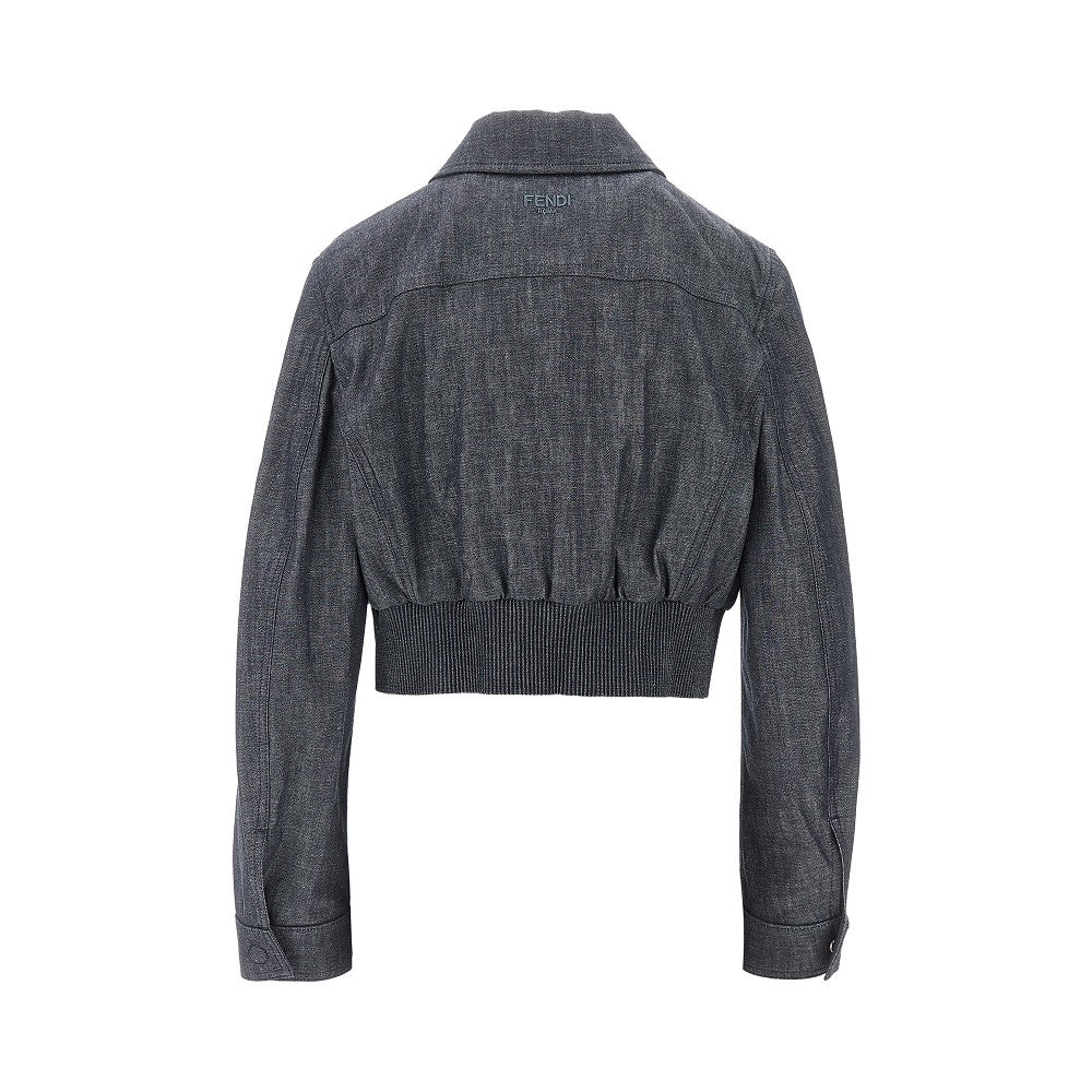 Chambray denim short blouson jacket