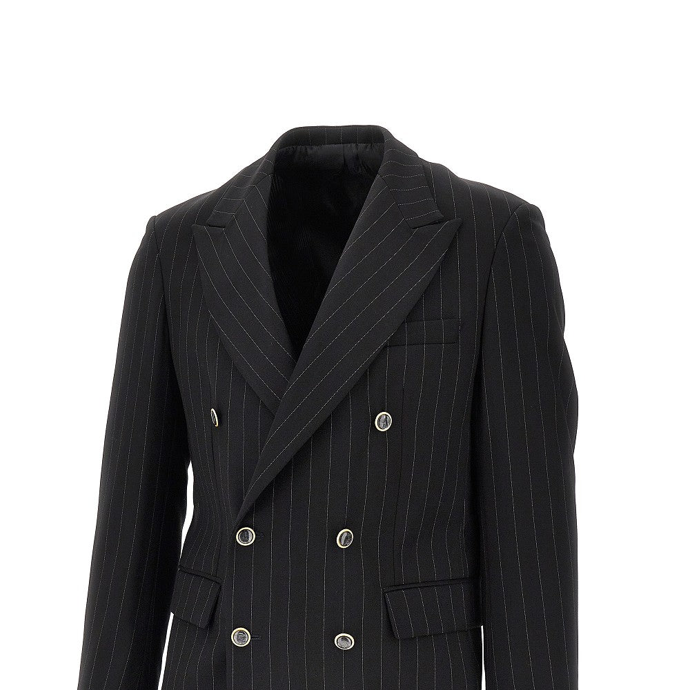 Giacca doppiopetto in twill gessato