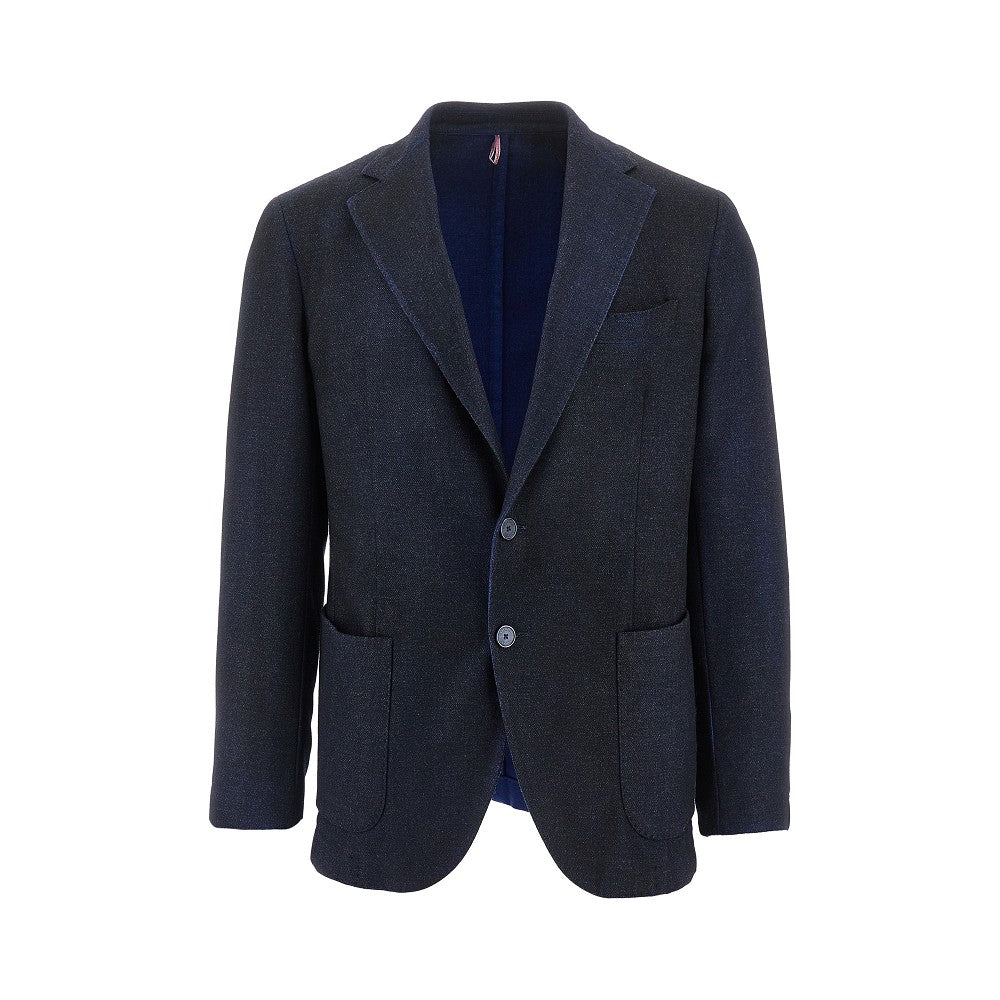 Wool-blend tailored single-breasted jacket