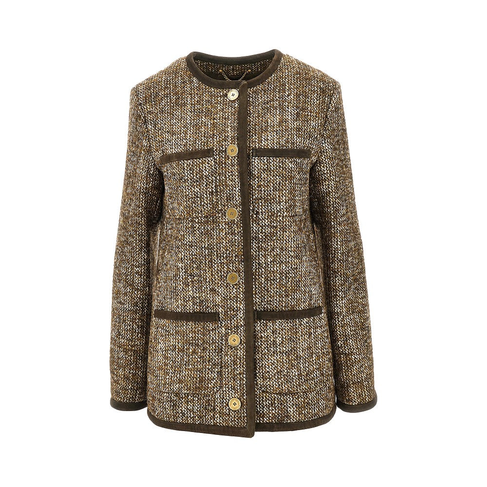 Tweed long boxy jacket