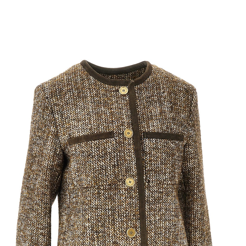 Tweed long boxy jacket
