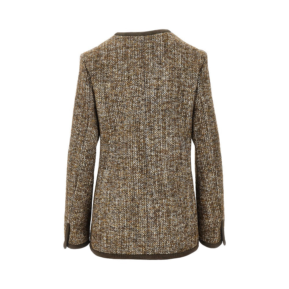 Tweed long boxy jacket