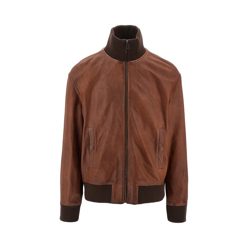 Bomber in nappa effetto vintage