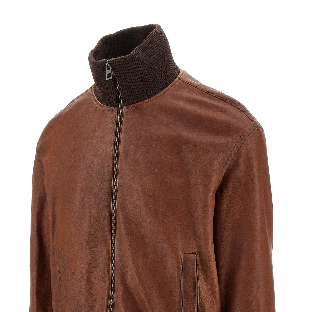 Bomber in nappa effetto vintage