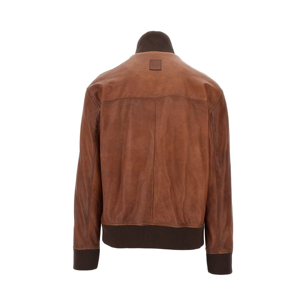 Bomber in nappa effetto vintage