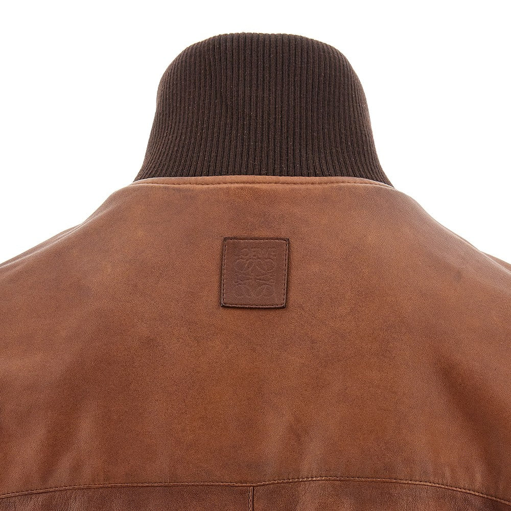 Bomber in nappa effetto vintage