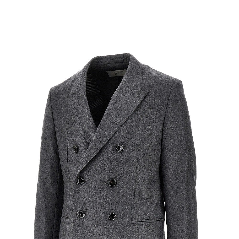 Mélange wool double-breasted jacket