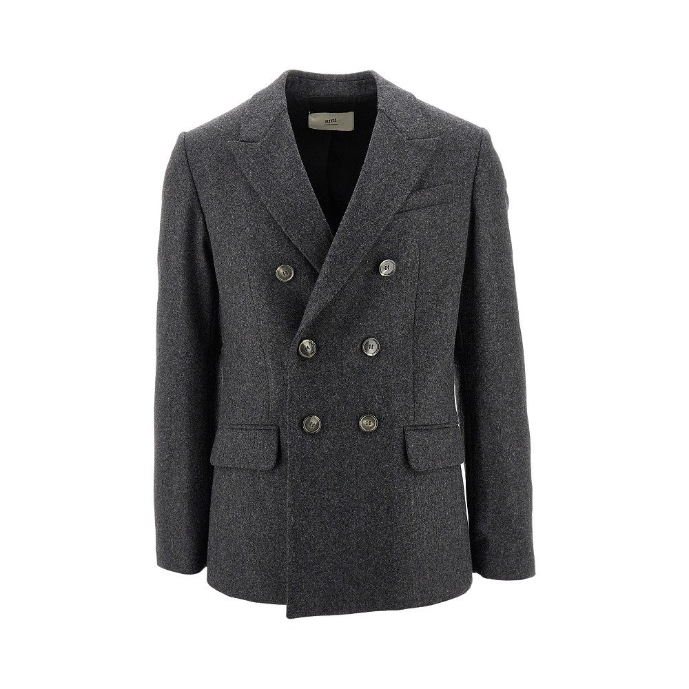 Mélange flannel double-breasted jacket