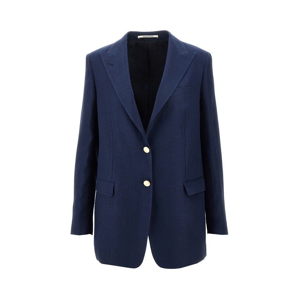 'Bertha' linen single-breasted jacket