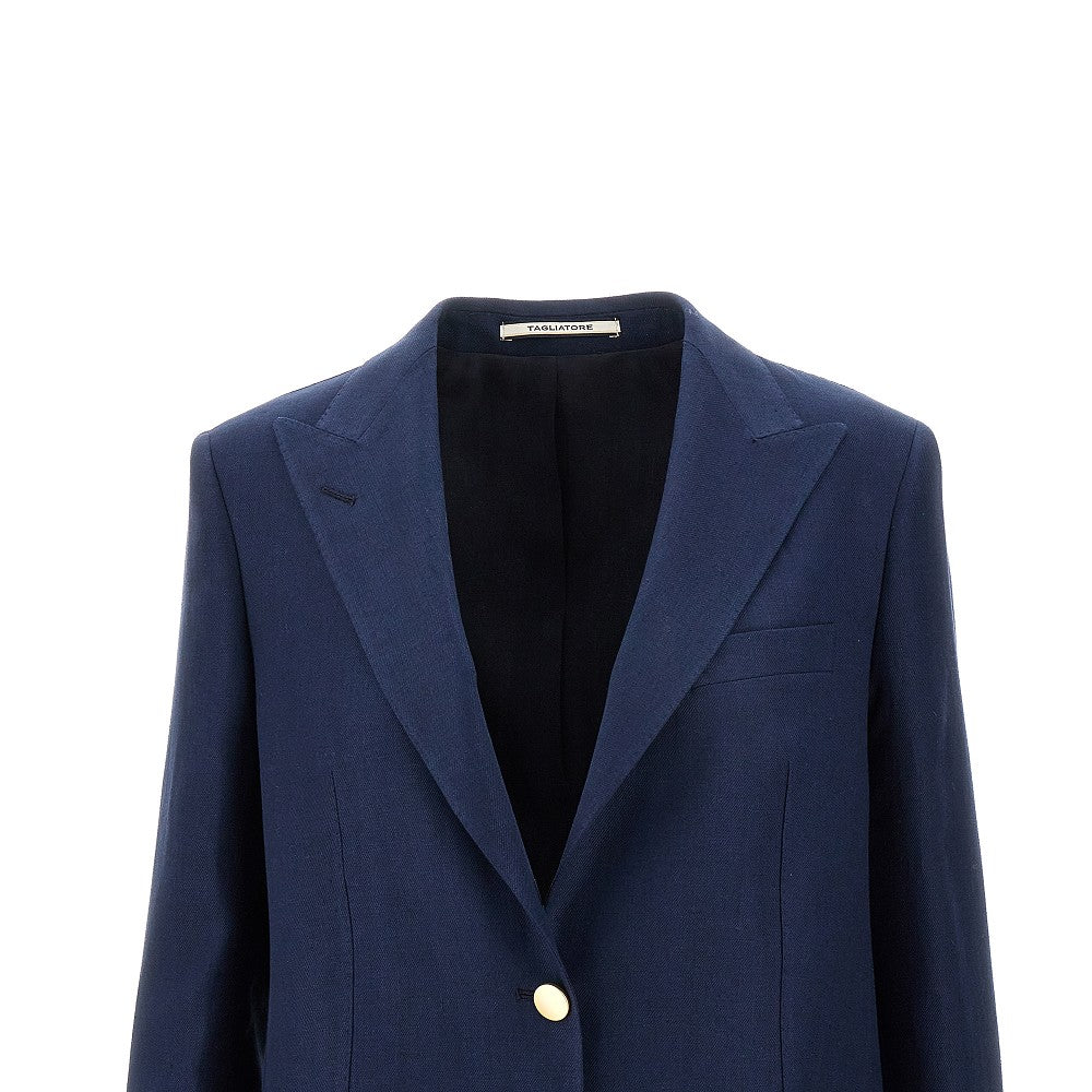 'Bertha' linen single-breasted jacket