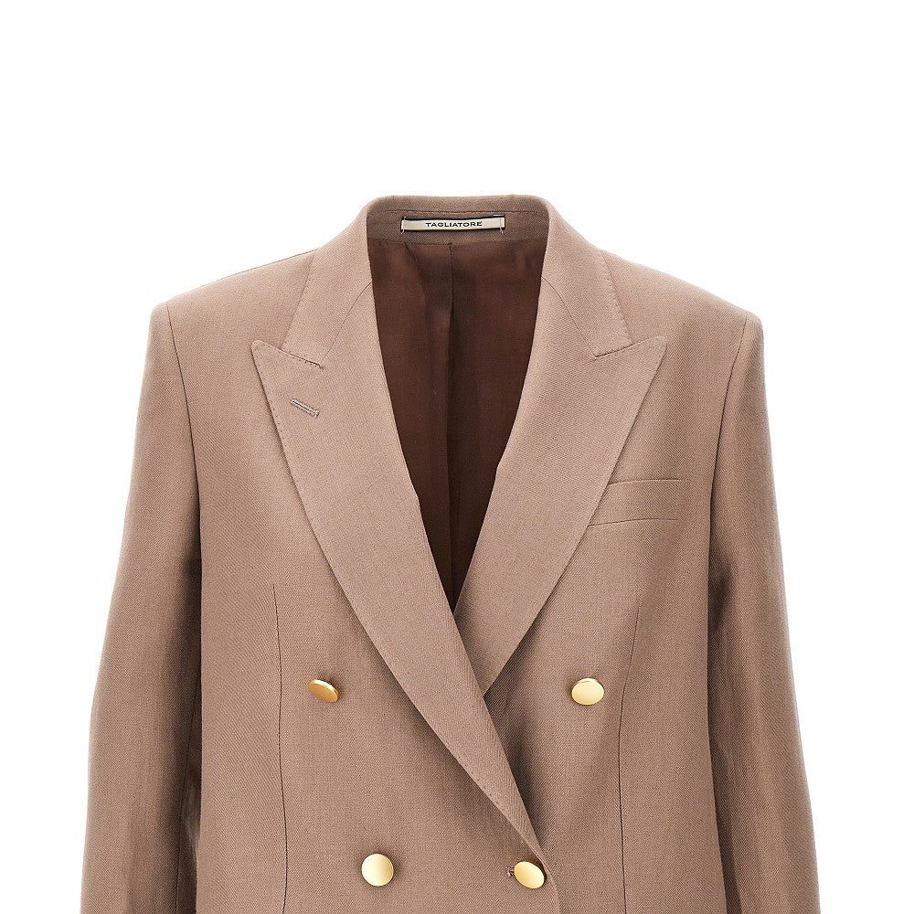 'Jasmine' double-breasted linen jacket