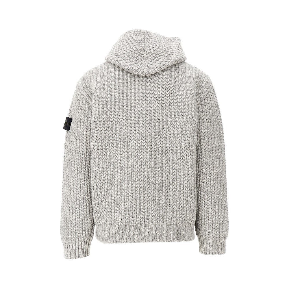 トップス STONE  FULL ZIP UP KNIT SWEATER Stone Island Ribbed Soft Organic Cotton Full Zip Black at