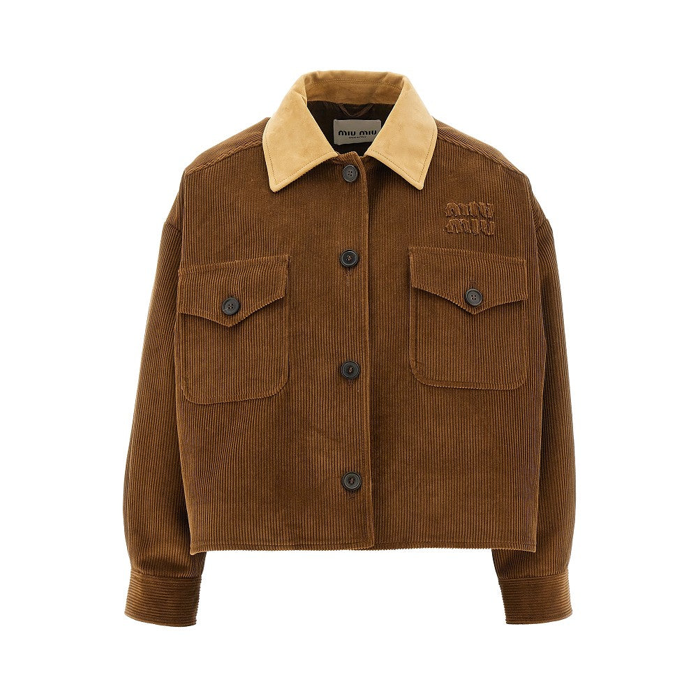 Blouson in velluto con colletto in suede
