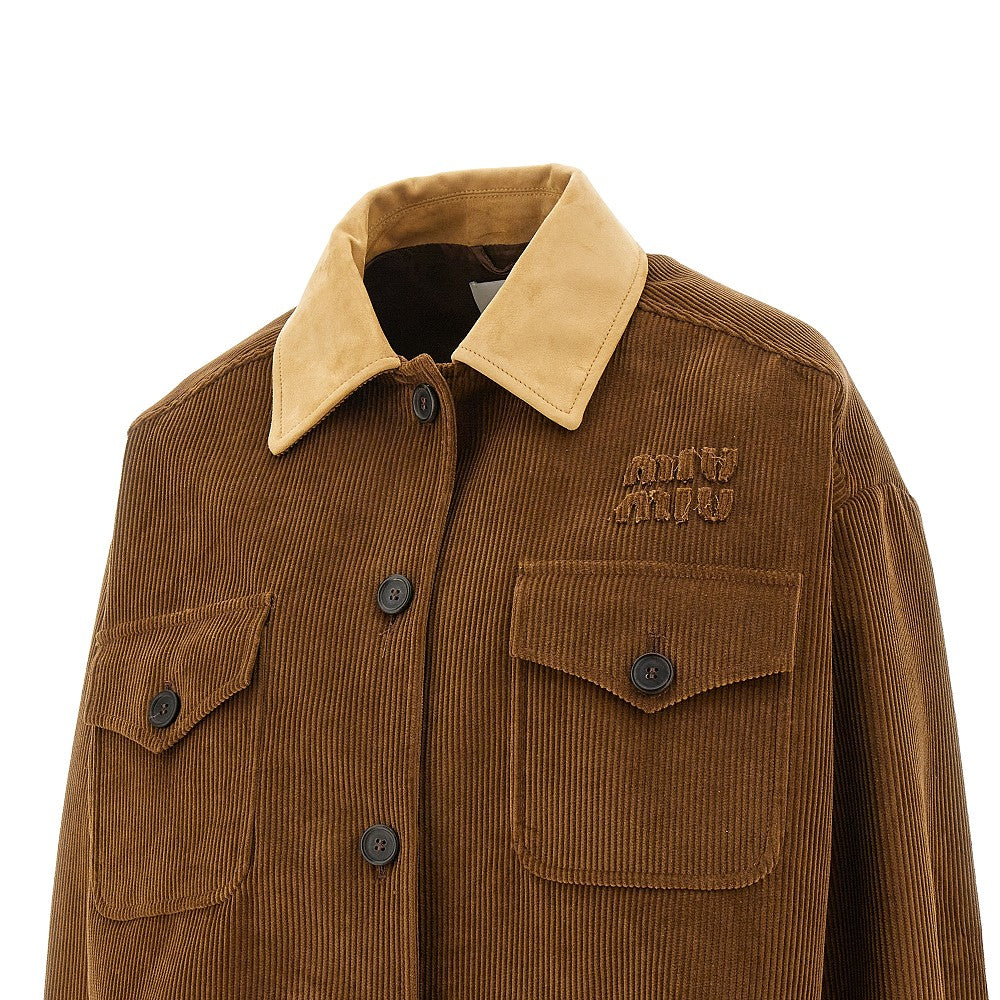 Blouson in velluto con colletto in suede