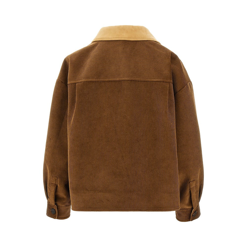 Blouson in velluto con colletto in suede