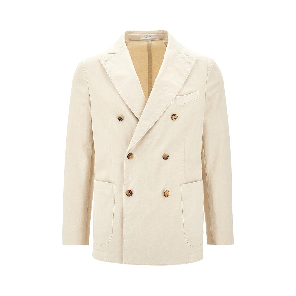 Cotton-blend double-breasted tailored jacket