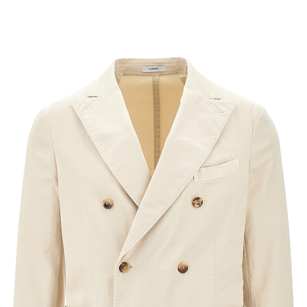 Cotton-blend double-breasted tailored jacket