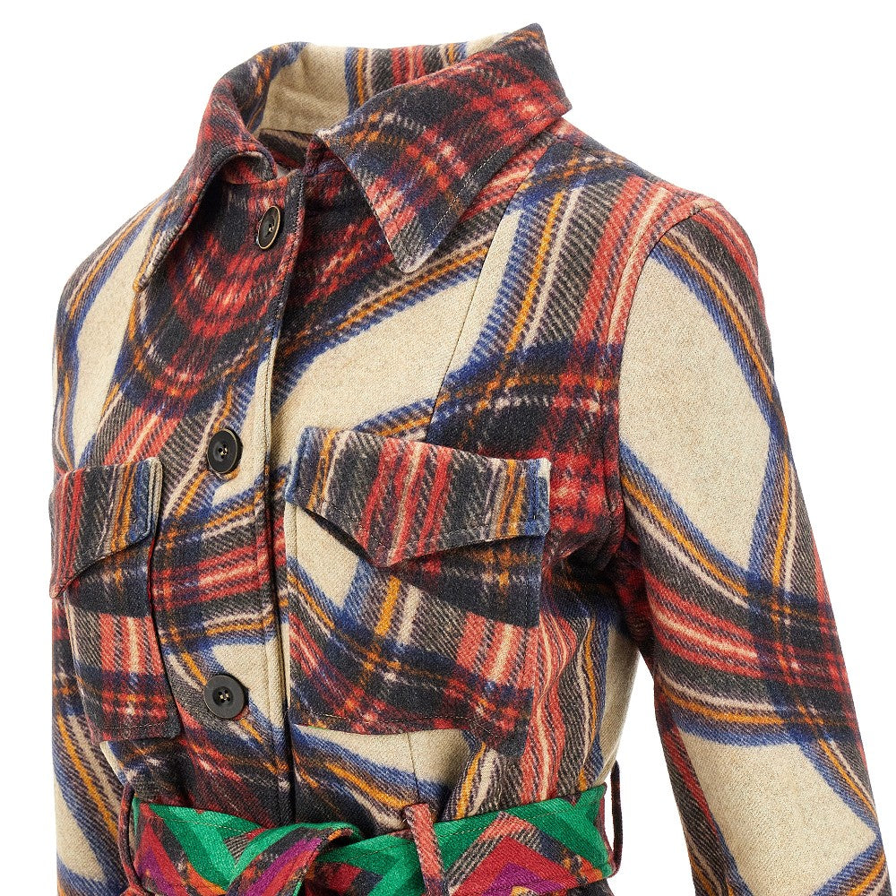Flannel jacket with belt