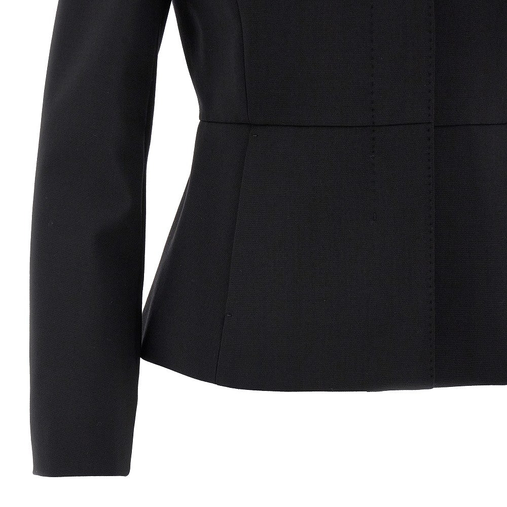 Stretch wool collarless jacket