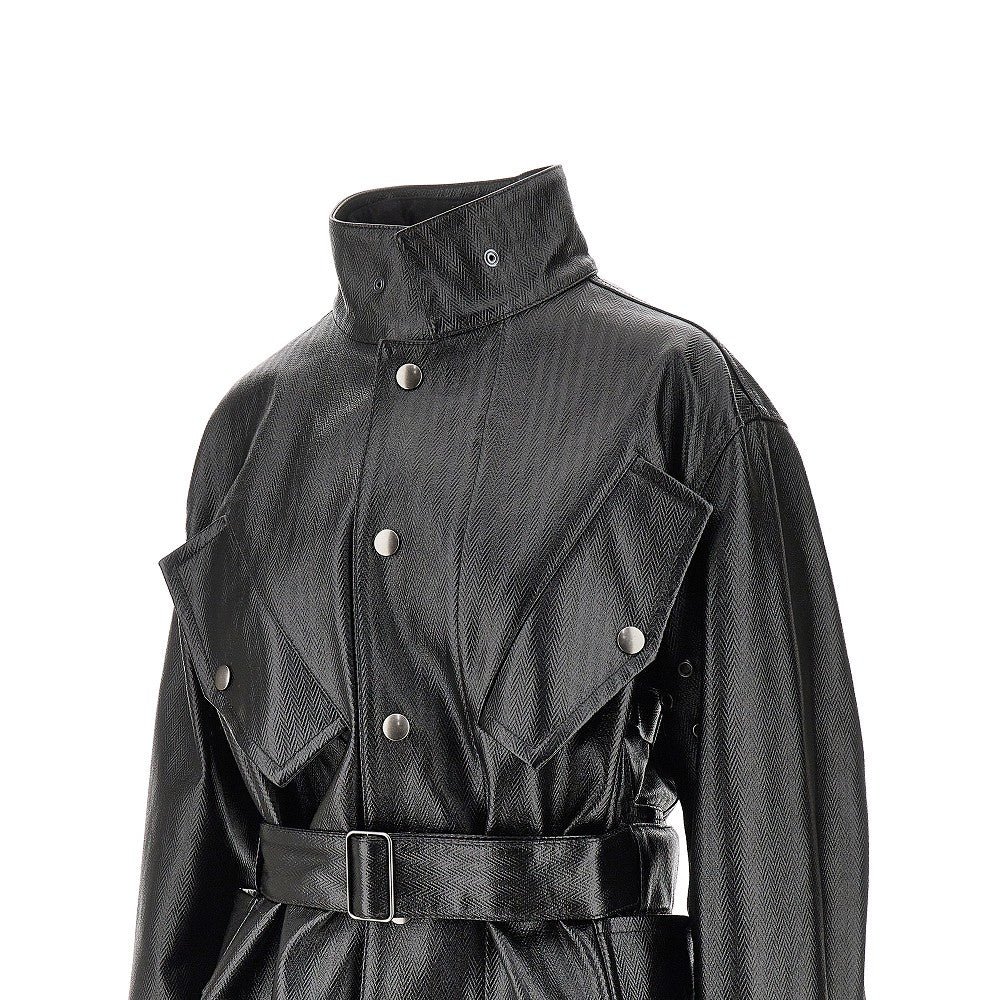 Coated cotton jacket with belt