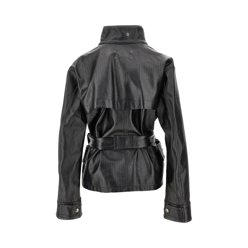 Coated cotton jacket with belt
