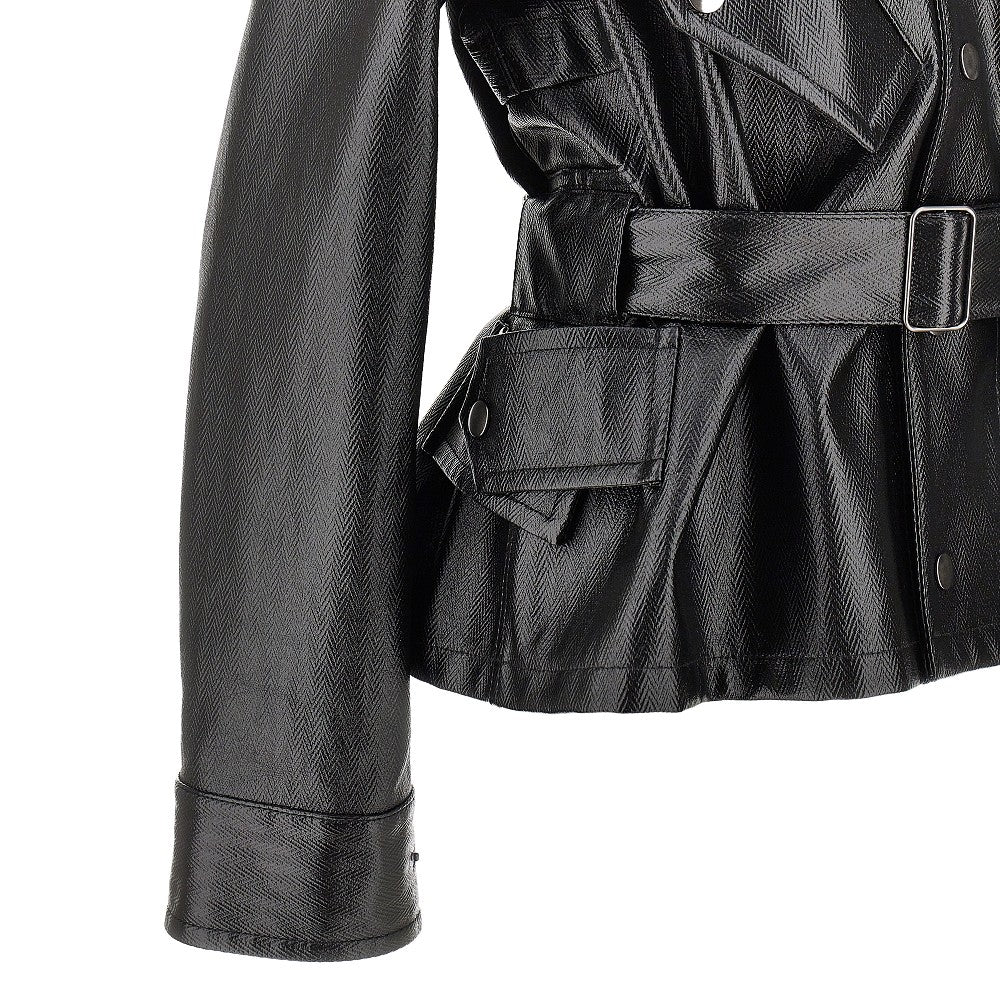 Coated cotton jacket with belt
