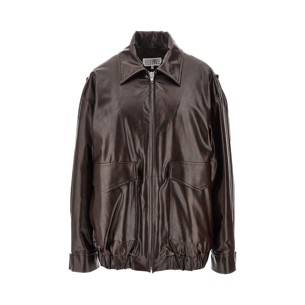 Giacca oversize in pelle sintetica