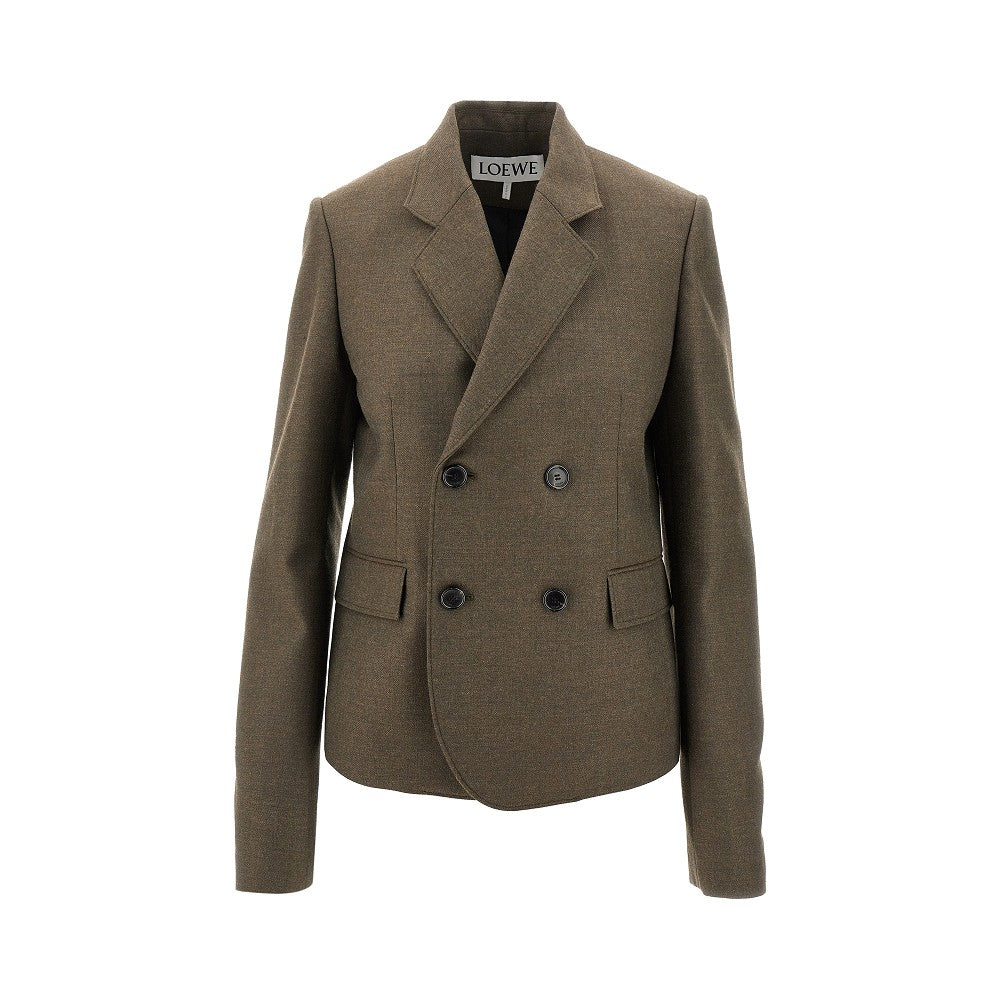 Mélange wool double-breasted jacket