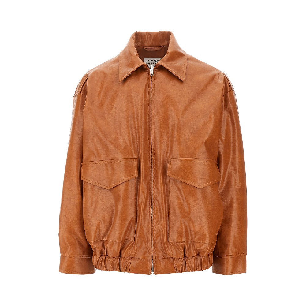 Faux leather bomber jacket
