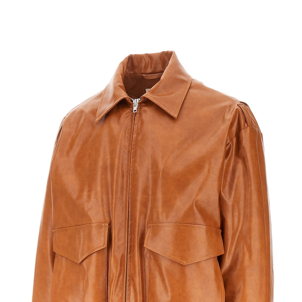 Faux leather bomber jacket