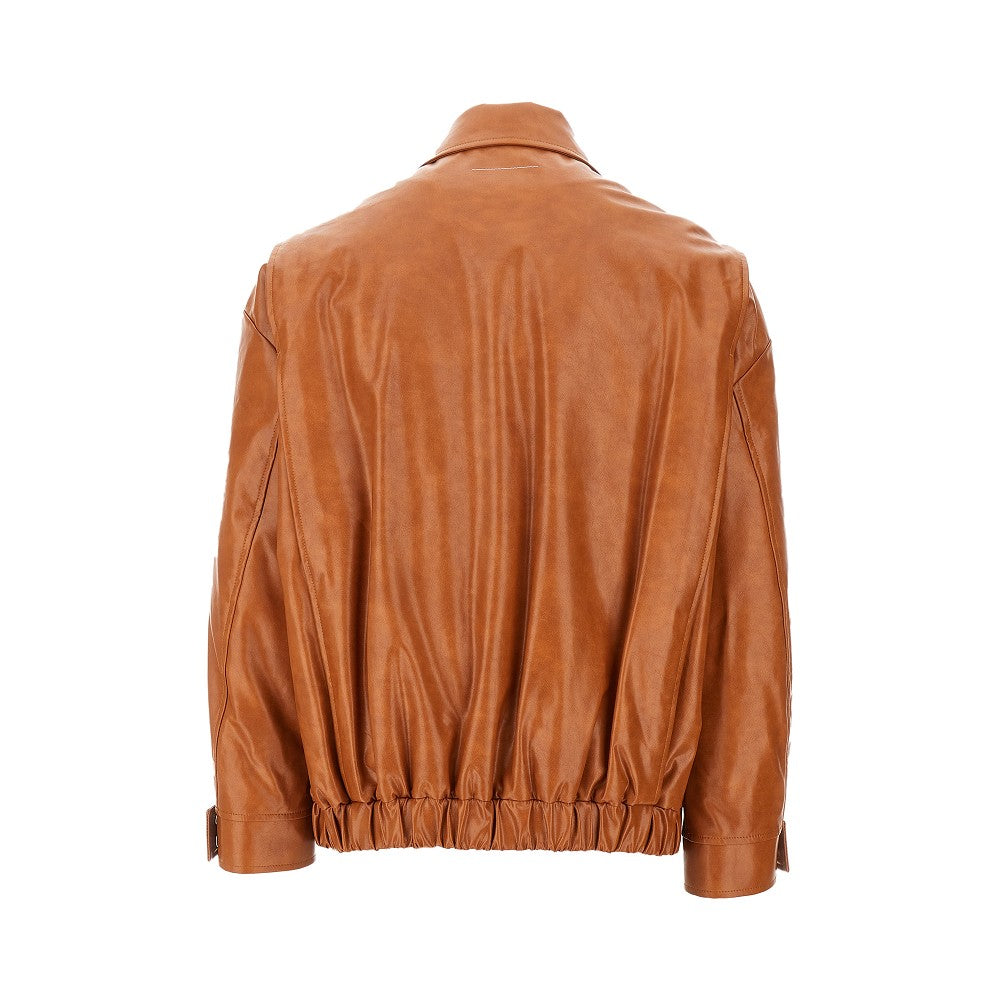 Faux leather bomber jacket