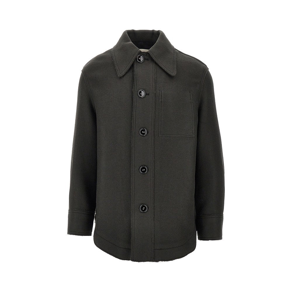 Overshirt in gabardine di lana cotta