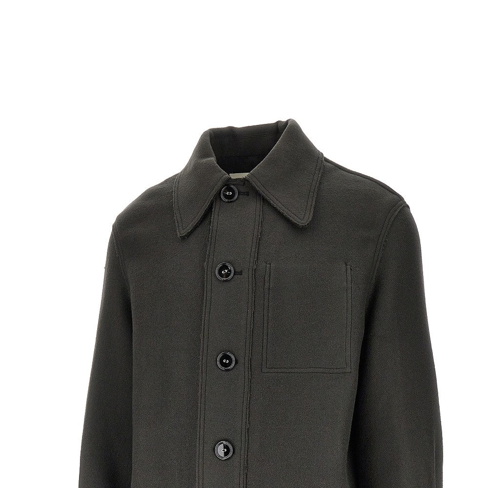 Overshirt in gabardine di lana cotta