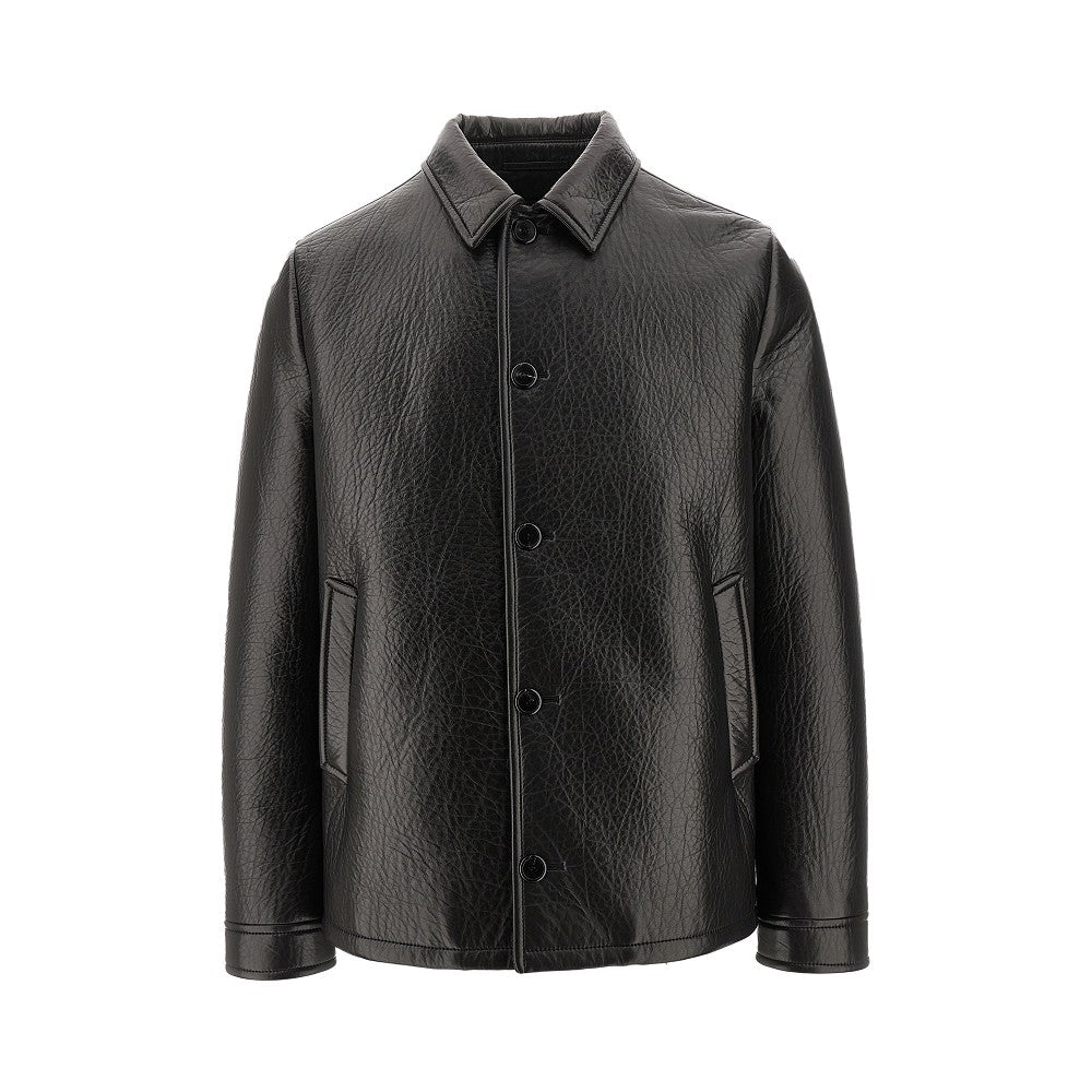 Bonder nappa leather peacoat
