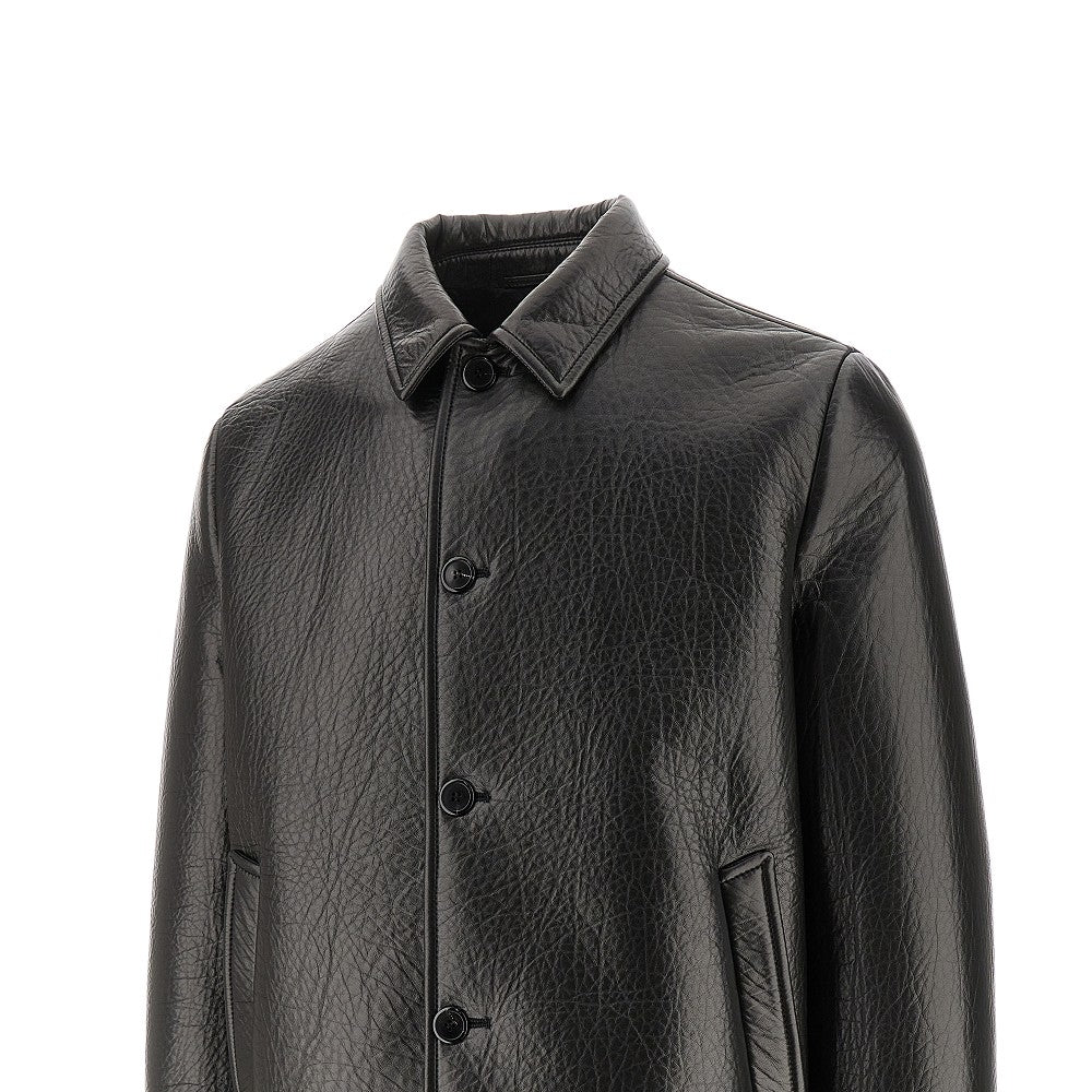 Bonder nappa leather peacoat