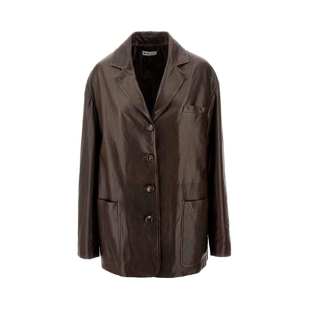 Nappa leather single-breasted jacket