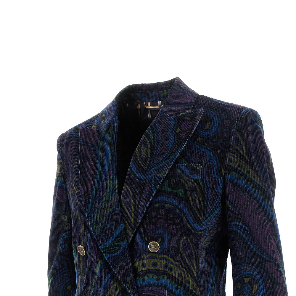 Giacca doppiopetto in velluto stampa Paisley