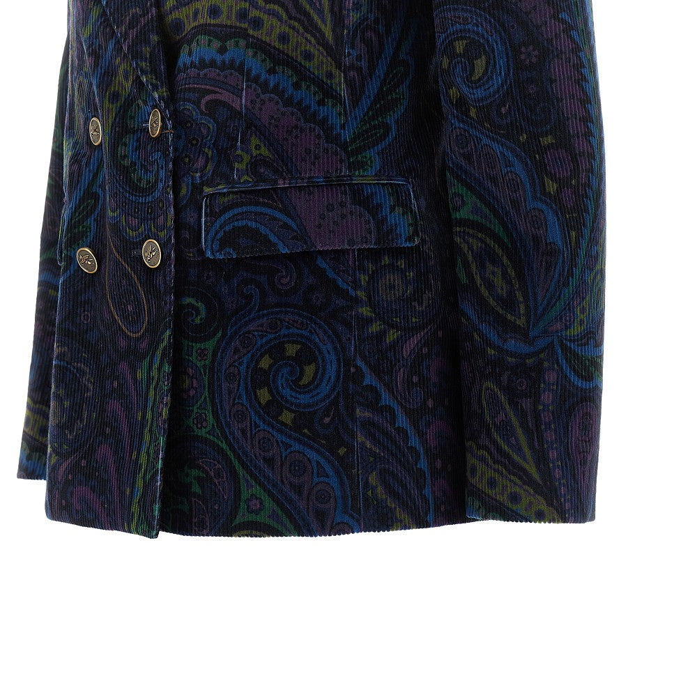 Giacca doppiopetto in velluto stampa Paisley