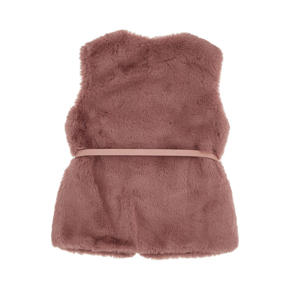 Gilet in finta pelliccia con cintura