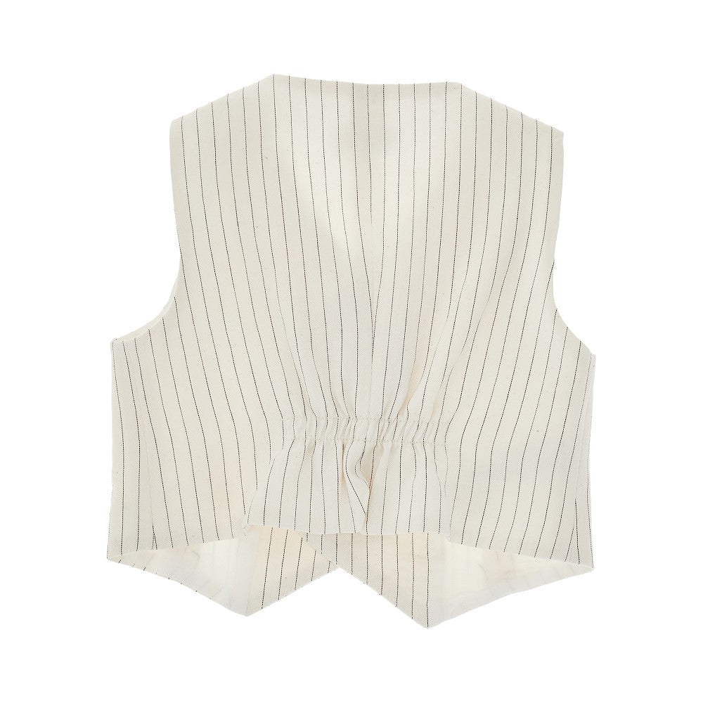 Gilet gessato in cotone e canapa