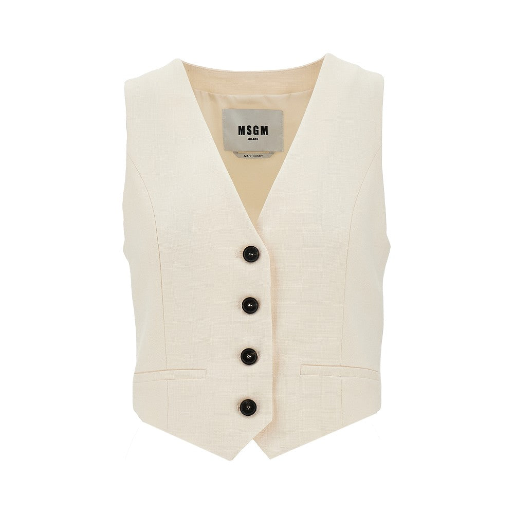 Viscose-blend single-breasted vest