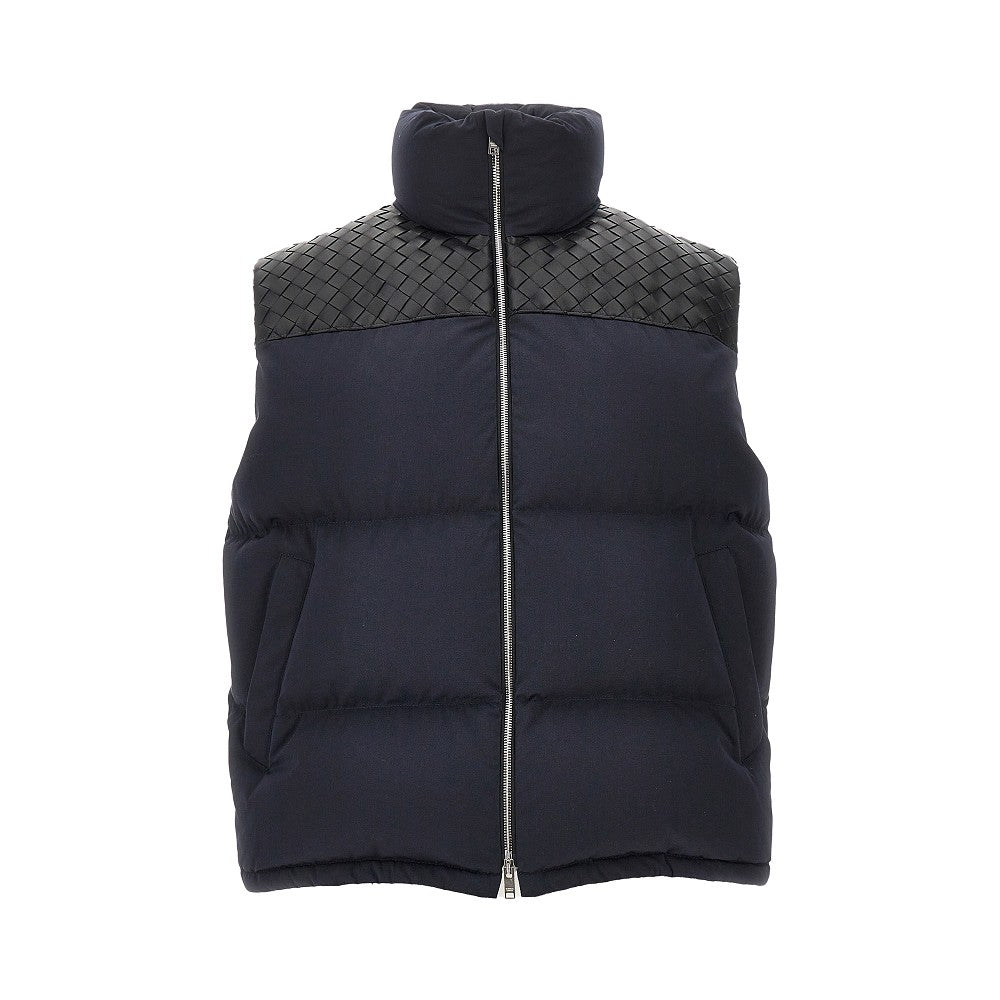 Padded vest with Intrecciato leather details