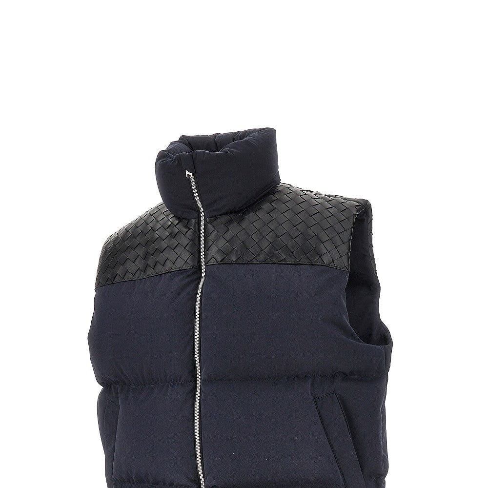 Padded vest with Intrecciato leather details