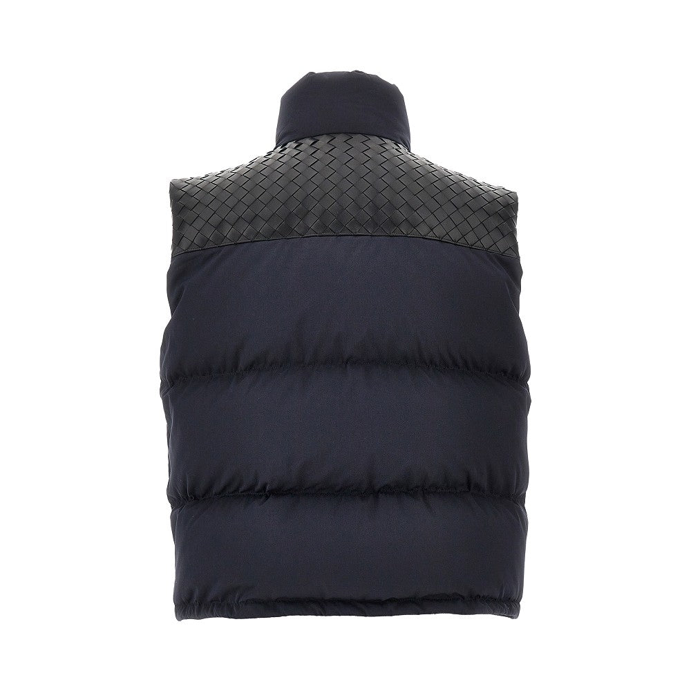 Padded vest with Intrecciato leather details